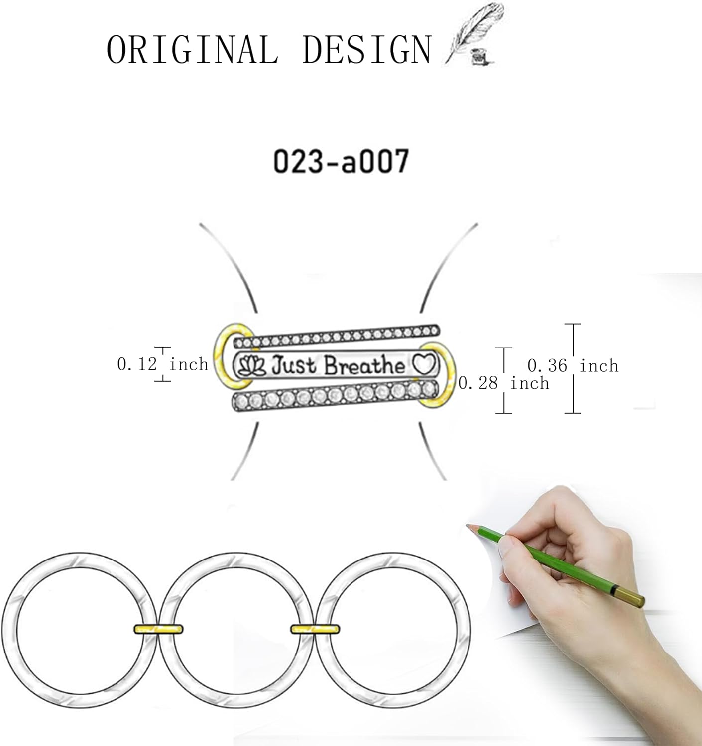 Fenthring Interlocked Stackable Rings for Women Just Breathe Ring for Women Sterling Silver Stacking Two-Toned Connected Bands Stacking Jewelry - Image 7