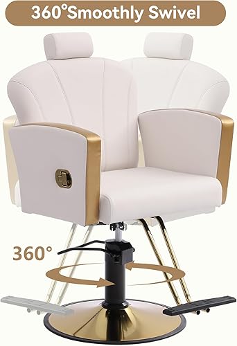 Vista 22 de Silla de salón de altura ajustable para silista de cabello, sillas reclinables de peluquería, silla de peluquería hidráulica, silla de champú Gris