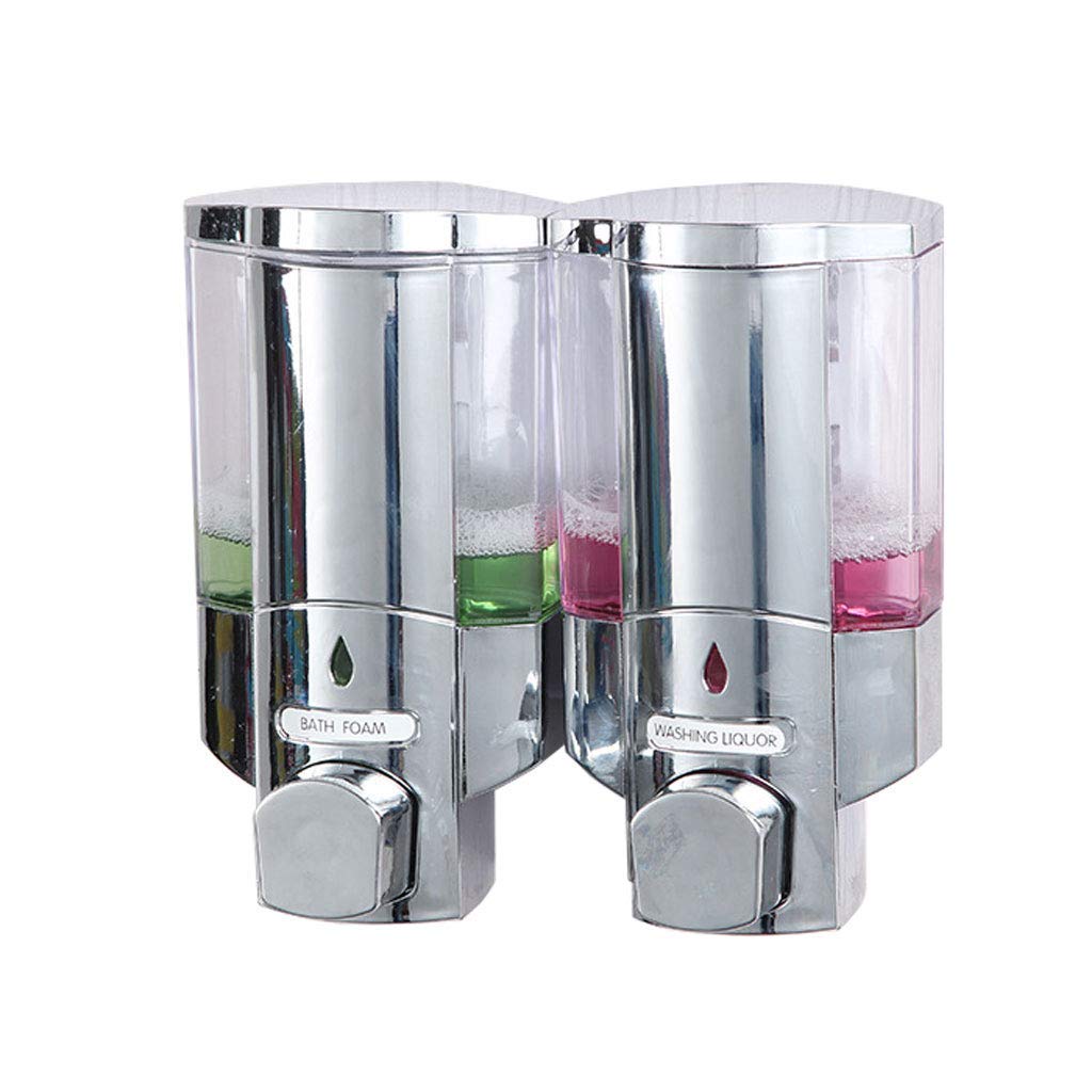 Dispensador de jabón, 300 ml x 2 bombas de pared manual de gel cromado, dispensador de jabón para cocina, baño, oficina, hospital, hotel, restaurante