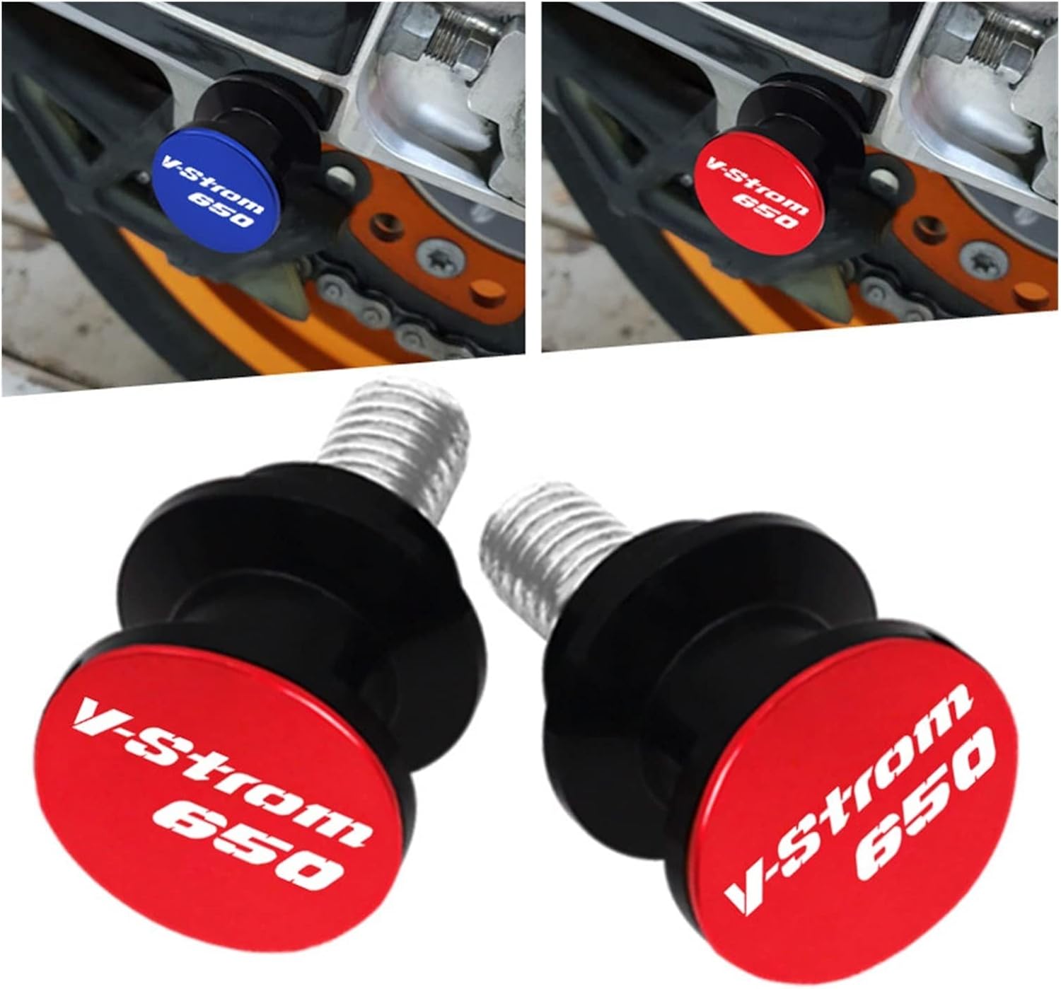for Suzuki V-Strom 650 V-strom650 Vstrom All Years Motorcycle Swingarm Spools Slider 8MM Swingarm Stand Screws Protector Swing Arm Bracket Screw (Color : B Red)