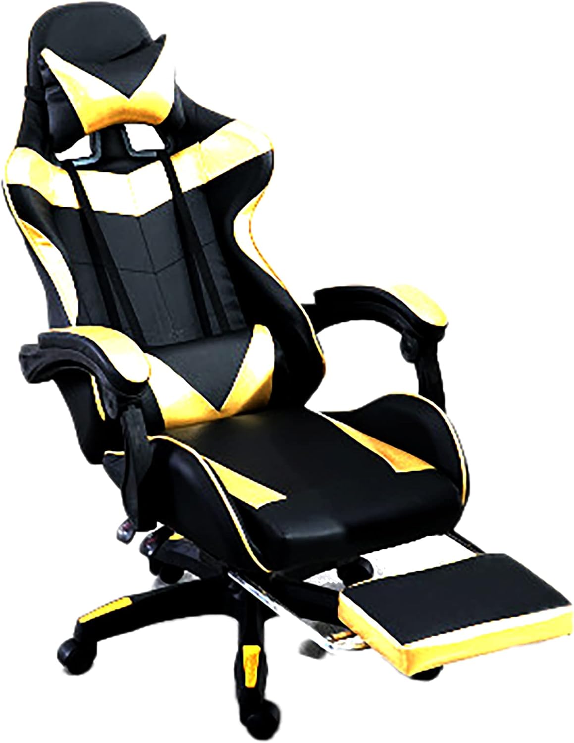 Gaming Chair Ergonomic Swivel Chair Reclining Racing Style Chair Office Chair Adjustable Armrests and Pedals Band Headrest and Lumbar Support Pink (Yellow)