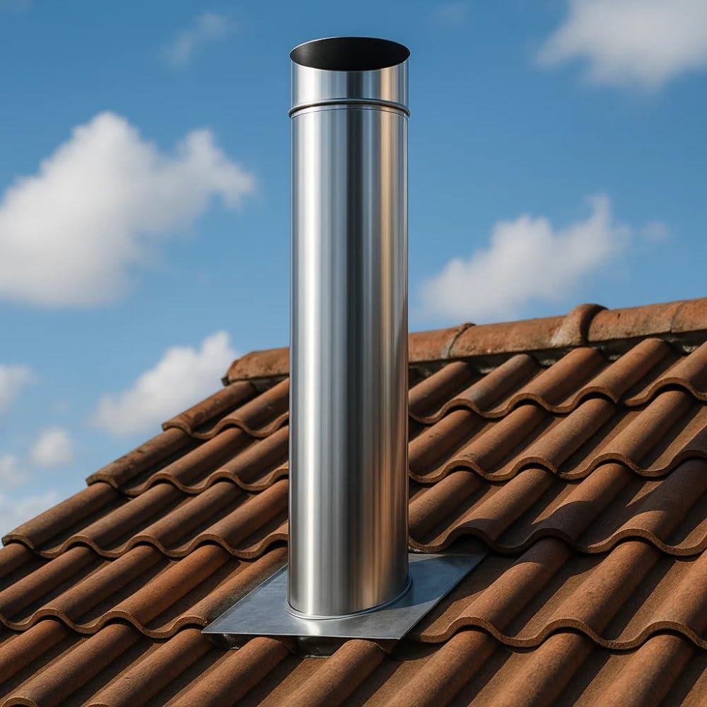 FORTUNATO Tubo Acciaio Inox Canna Fumaria Evacuazione Fumi Efficienza Impianto Riscaldamento Spessore 0,5 mm Altezza 1000 mm (Ø 300 mm)