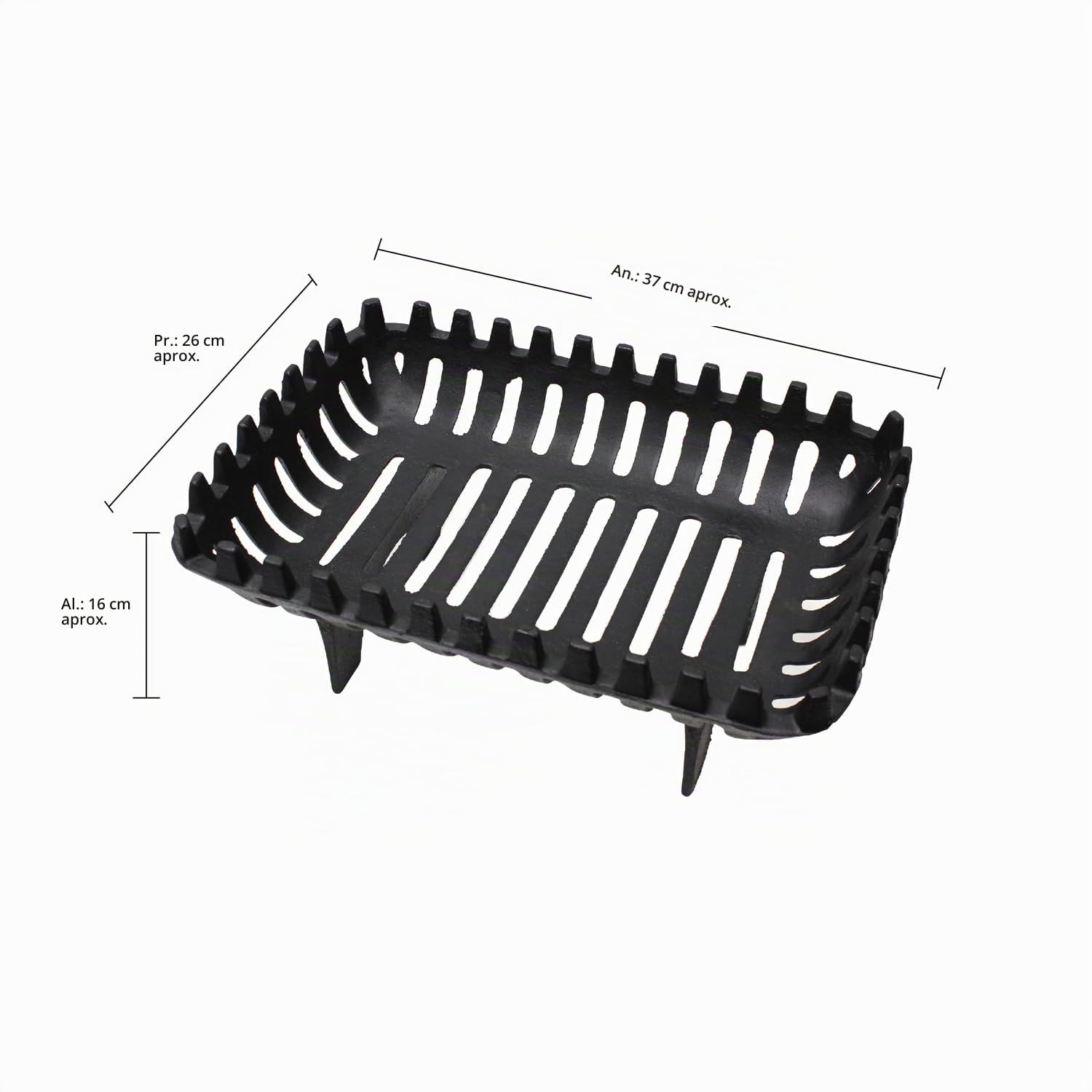 JVL Arden - Rejilla de carbón para leña de 16 Pulgadas, Hierro Fundido, Negro, 37 x 27 x 16 cm