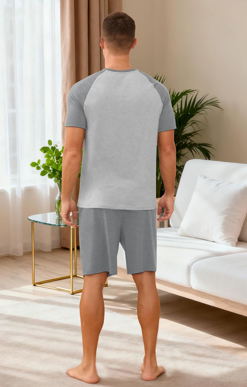 NITAGUT Mens Pajama Set Summer 2 Piece Loungewear Short Sleeve Pjs Sleepwear with Pockets Soft Comfy Nightwear - Image 4