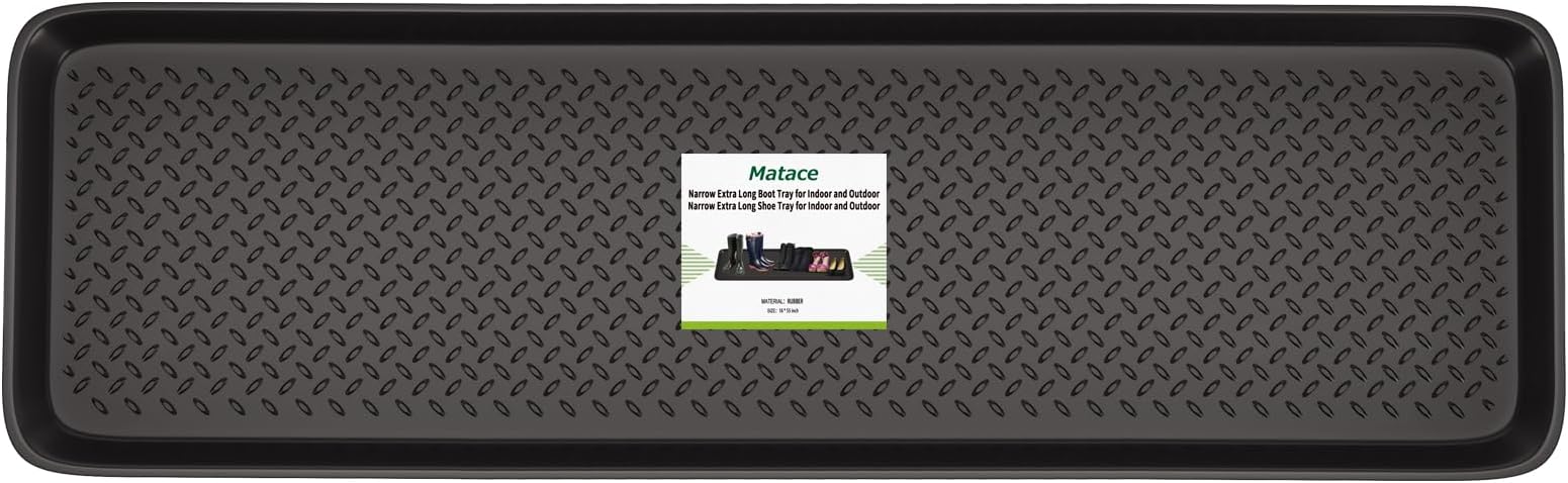 1 Pack Rubber Extra Large Shoe Tray for Entryway,Long Boot Tray,Slim Boot Mat for Indoor and Outdoor Use,16x55 in, Rectangular (Pack of 1)