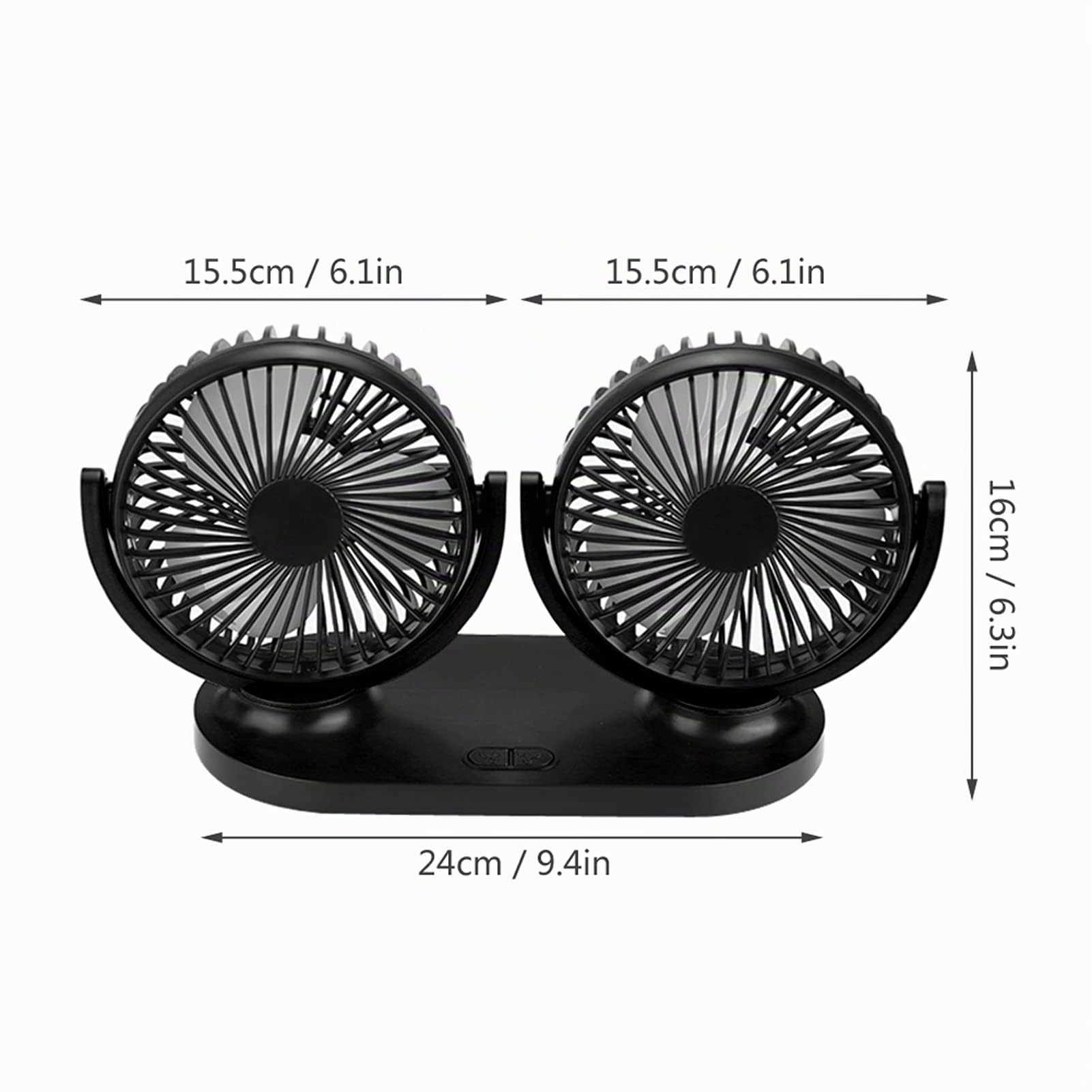 EVGATSAUTO Ventilatore per auto a doppia testa, auto a doppia testa USB Condizionatore d'aria portatile Ventilazione del dispositivo di raffreddamento automatico Accendisigari 12V(Nero)
