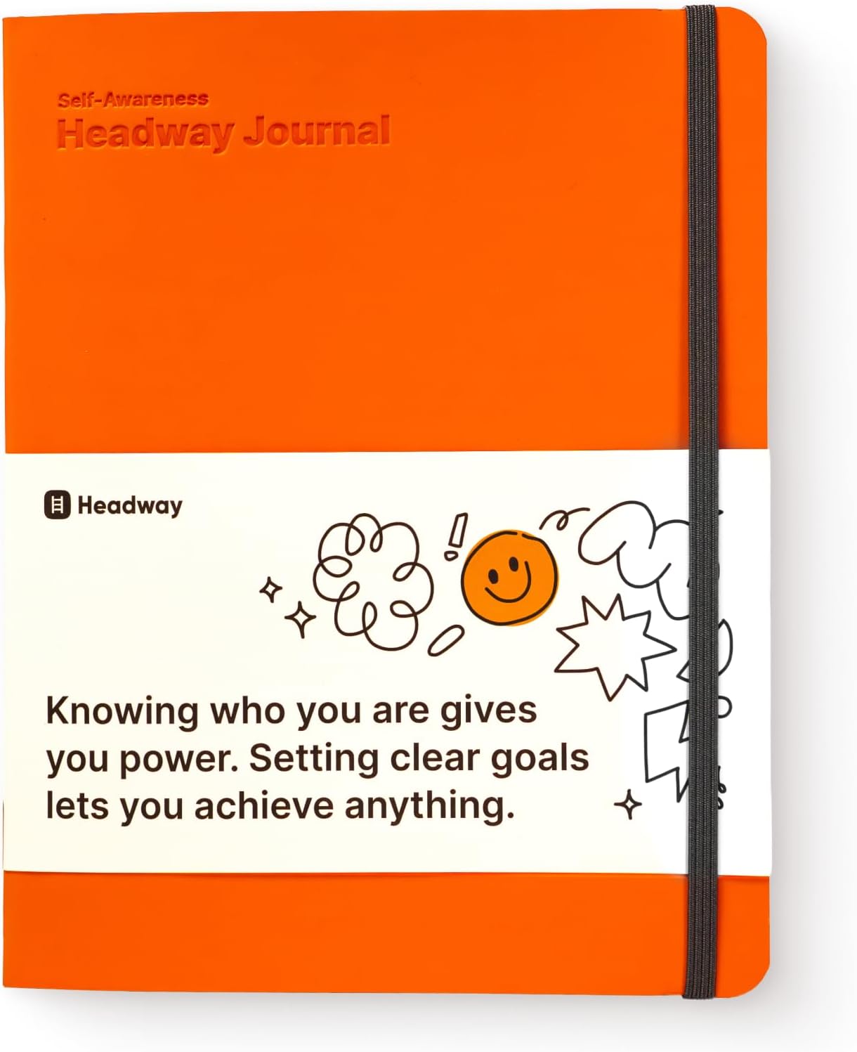 Headway Self-Awareness Guided Journal for Women, Daily Self-Care Planner with Prompts, Motivation Gratitude & Mental Health Journal, Leather Soft Cover Mindfulness Habit Tracker, 8.2" x 6.5", Orange