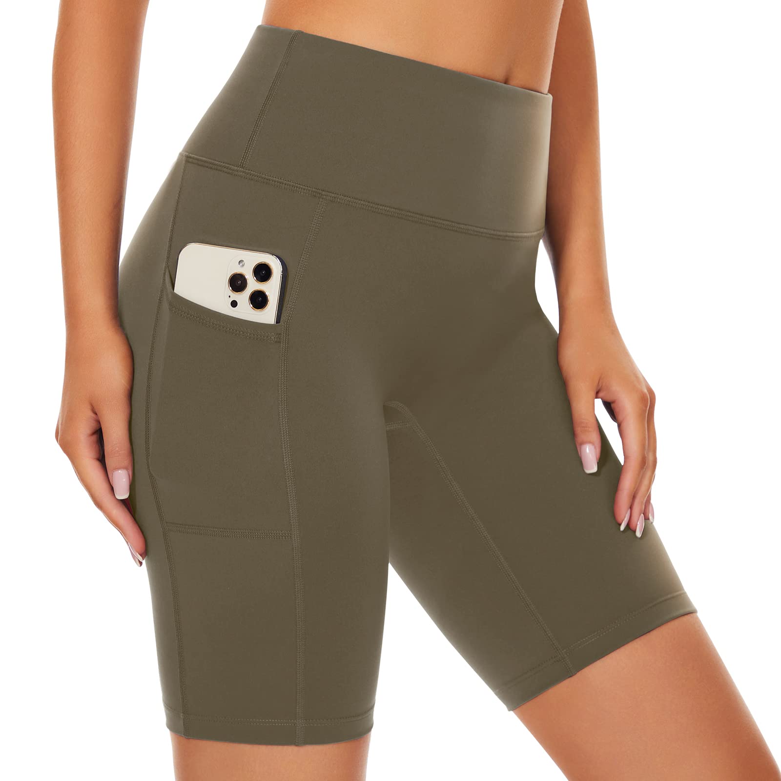 SIMIYA Laufhose Kurz Damen Radlerhose, Leggings Kurz mit Tasche High Waist Sporthose Kurz Damen Gym Shorts