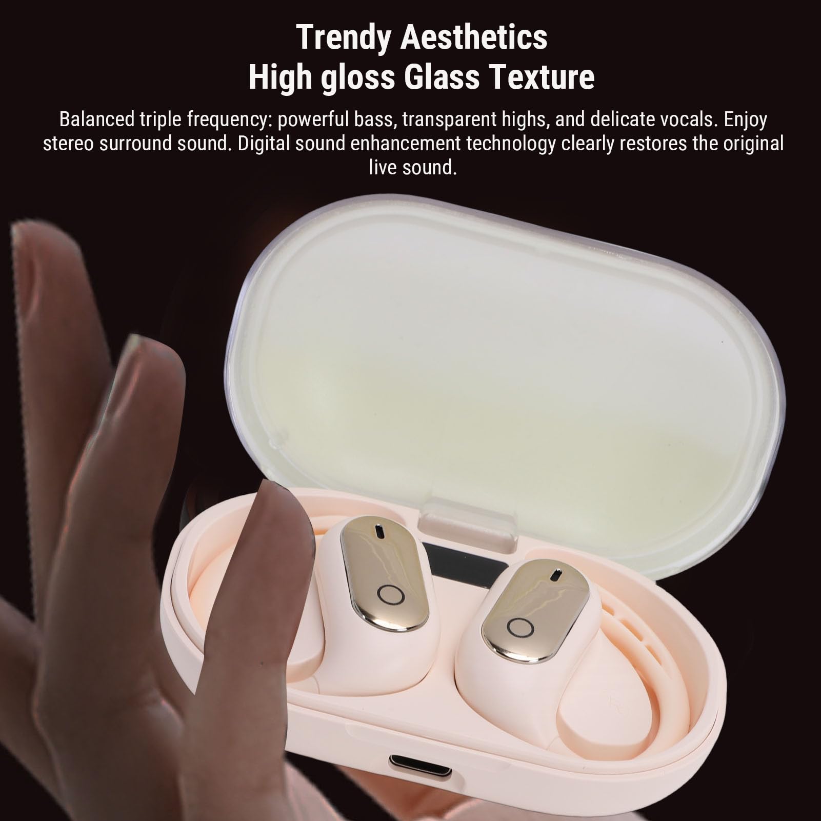 CHICIRIS Auricolari, Cuffie Wireless con Luce Notturna Ambientale Custodia di Ricarica Rotante Suono Bilanciato per Corsa, Allenamento, Palestra