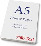 Prime A5 (8.3"x 5.83") Papier à imprimer - 70lb Texte (105 gsm) Livre blanc brillant (100 Feuilles)