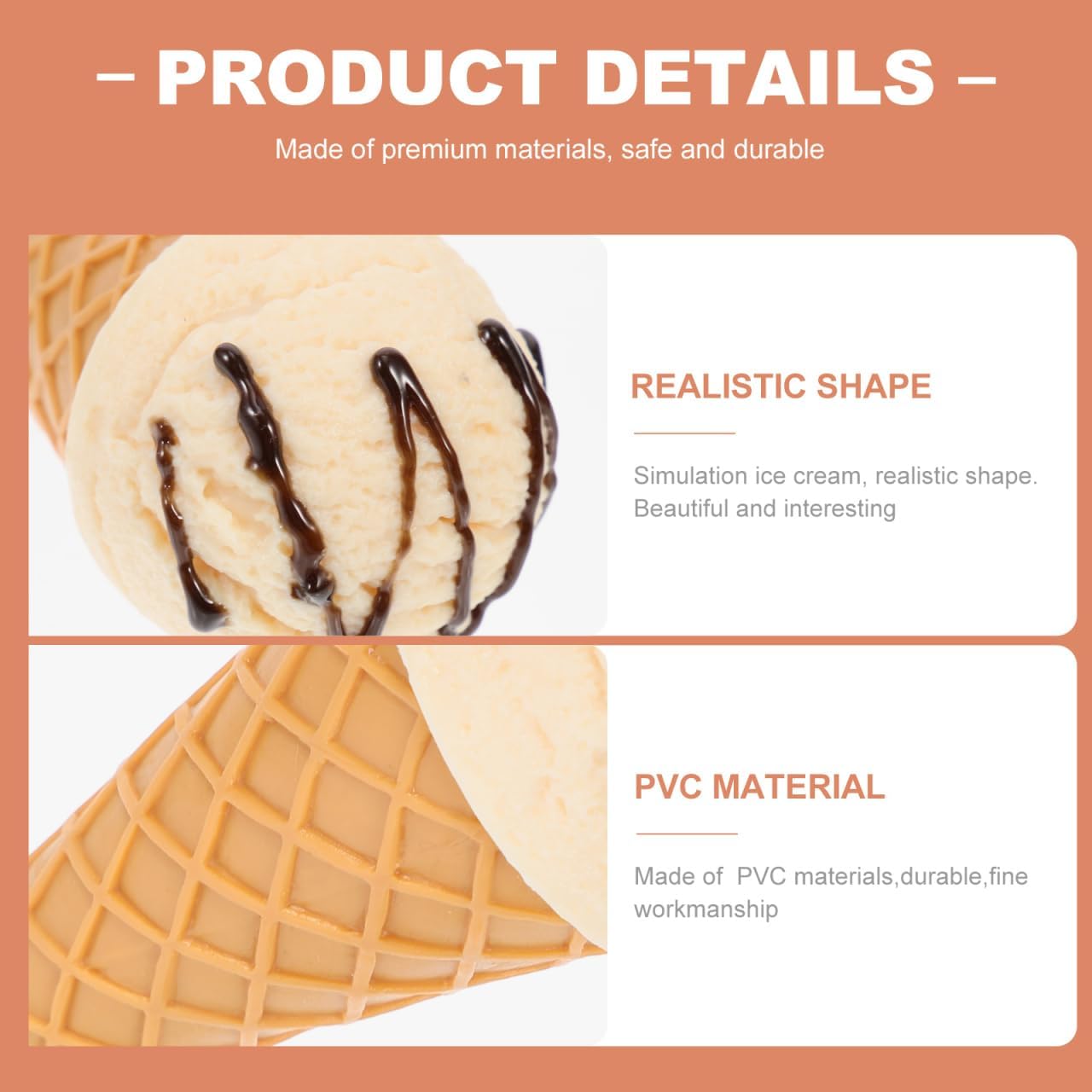 Garneck Fake Ice Cream Cone Prop: Realistic Artificial Vanilla Ice Cream Pretend Food Desset Model for Shop Window Display Home Kitchen Decor Photography