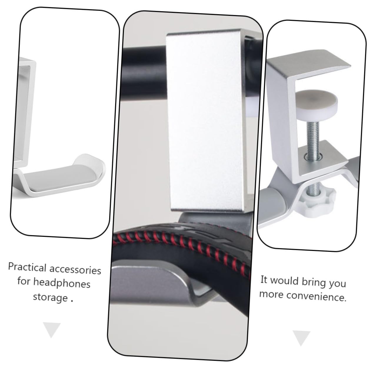 Soporte de Instalar de Aluminio Auriculares Aleación Plata de Colgador de Fácil Almacenamiento de Cascos en para Oficina y Hogar