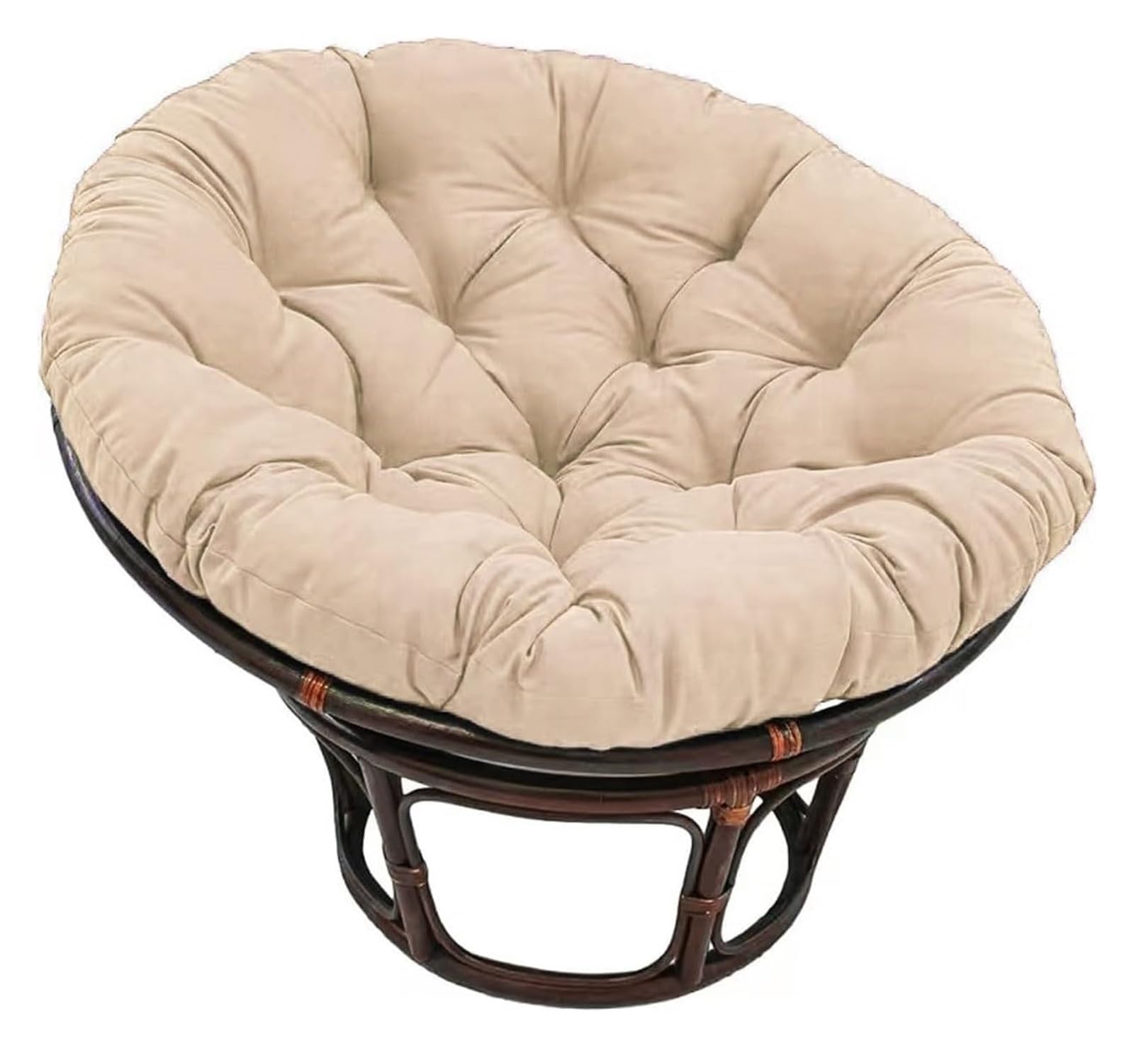 Poltrona con Cuscino, Poltrona Girevole da Esterno, Poltrona in Rattan Girevole A 360° for Giardino, Balcone, Soggiorno Cuscino per Sedia(Khaki,100x100cm)