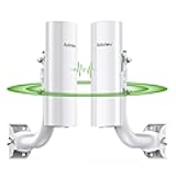 Gigabit Wireless Bridge with Mounts, 5.8G Point to Point Extender, 3KM Outdoor WiFi Bridges with 16dBi Antenna for Barn, Garage, RV, Farm, CCTV/IP Camera, Starlink Network Extension, Network Sharing