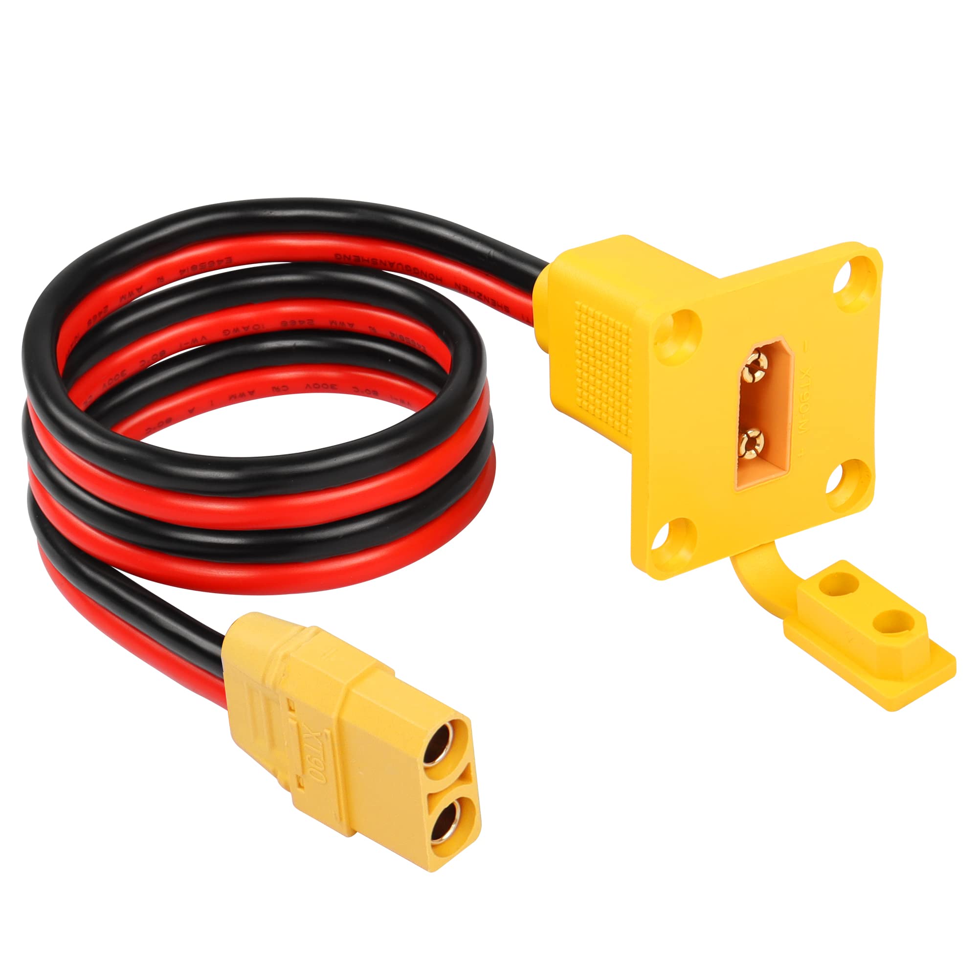 CERRXIAN 2ft 10AWG XT90 Male to Female Mount Panel Cable XT90 Male Plug with Mout Panel to Female Wire for RC Lipo Battery FPV Drone