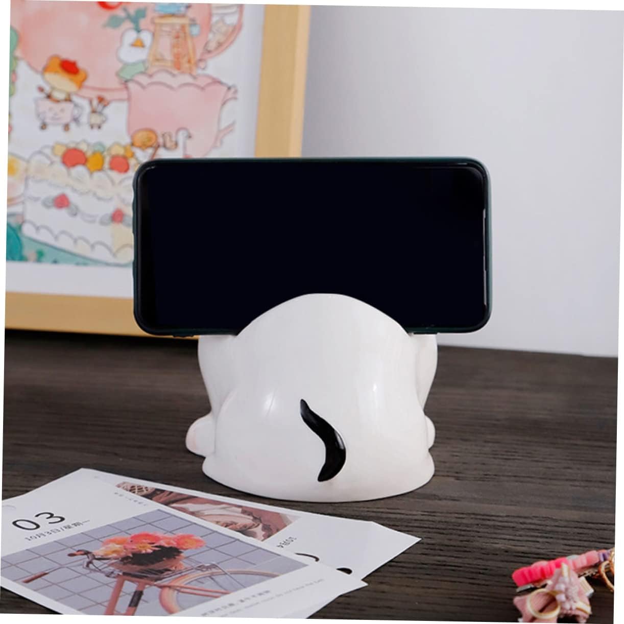 Ceramic Cat Phone Stand with Amplifier Desktop Mobile Phone Rack and Unique Cat Decoration for Home Office Desk Accessories - Image 9
