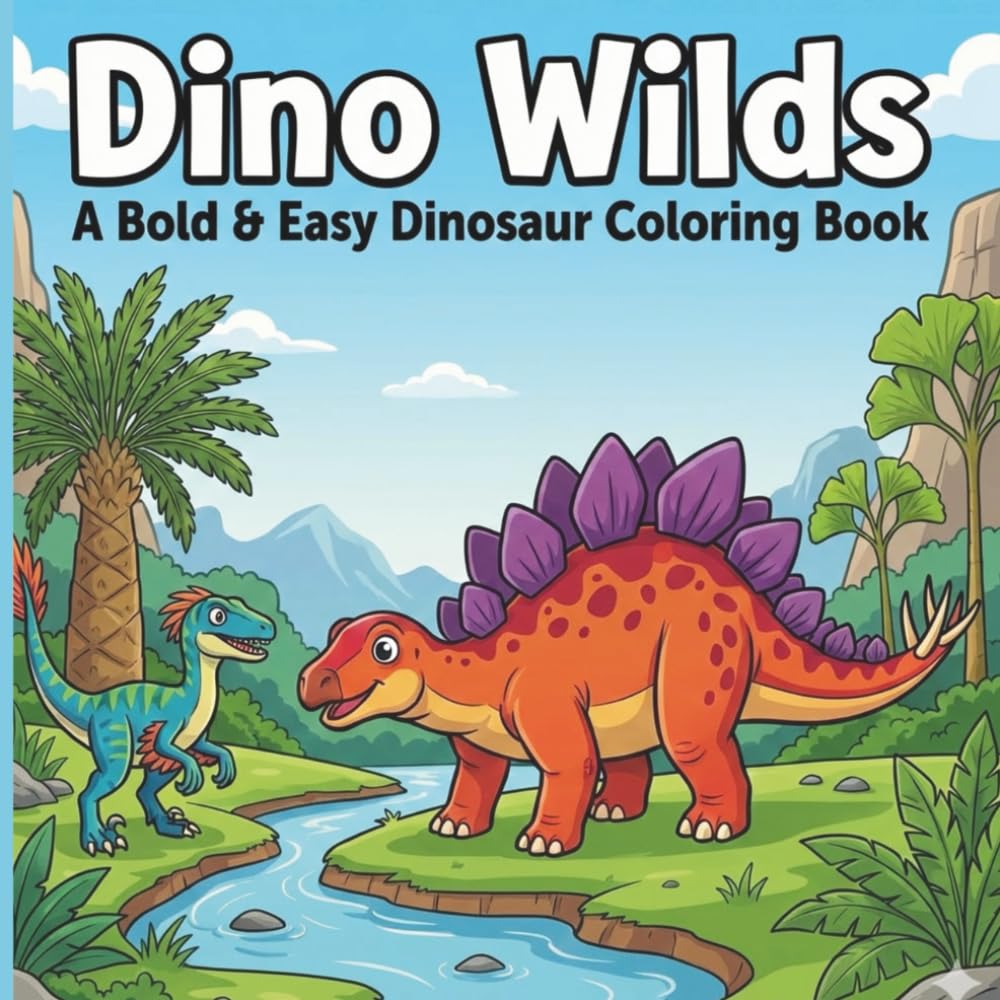 Dino Wilds: A Bold & Easy Dinosaur Coloring Book