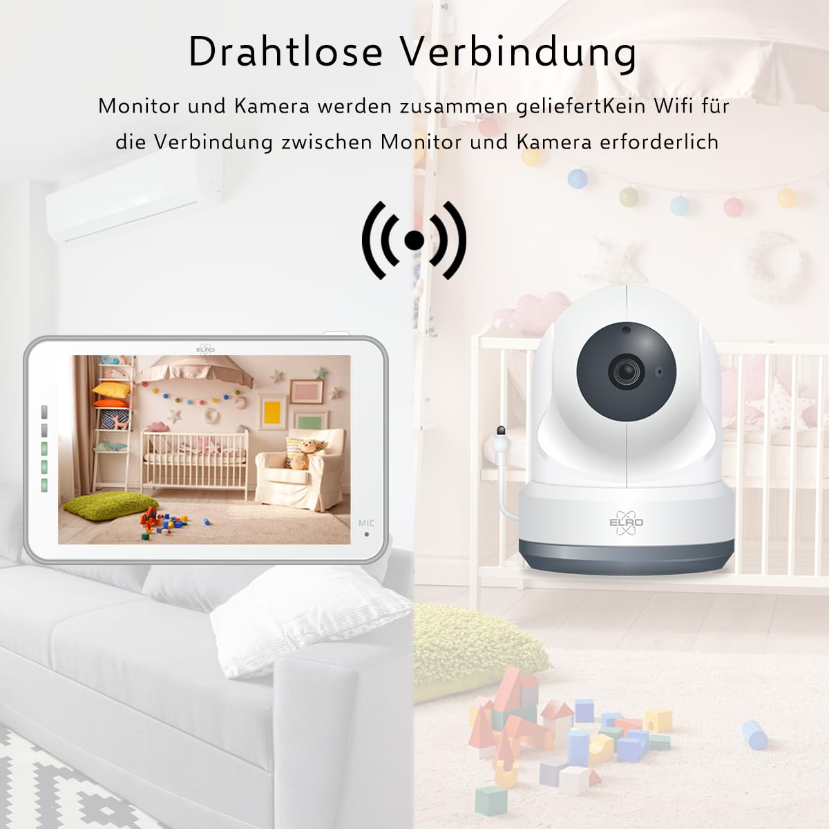 ELRO BC4000-2 Royale Babyphone mit 2 Full HD Kameras, 12,7 cm Touchscreen und Gegensprechfunktion