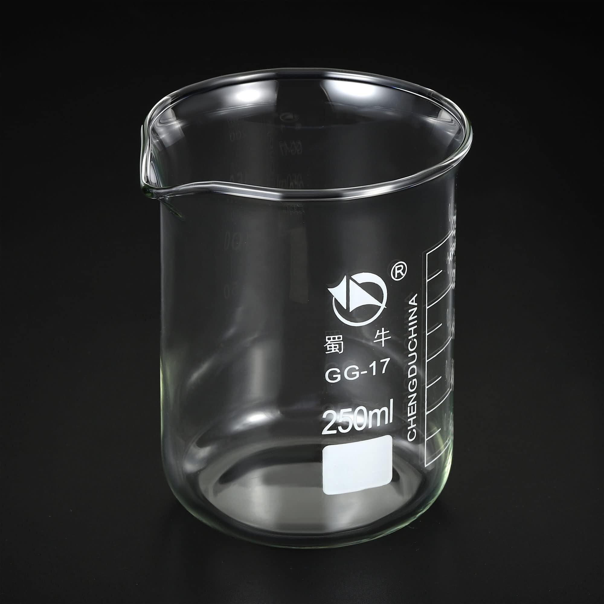 Vaso de Precipitados de Vidrio Borosilicato 1000ml - Resistente al Calor, Escala Graduada con Pico para Laboratorio y Cocina(250ml)