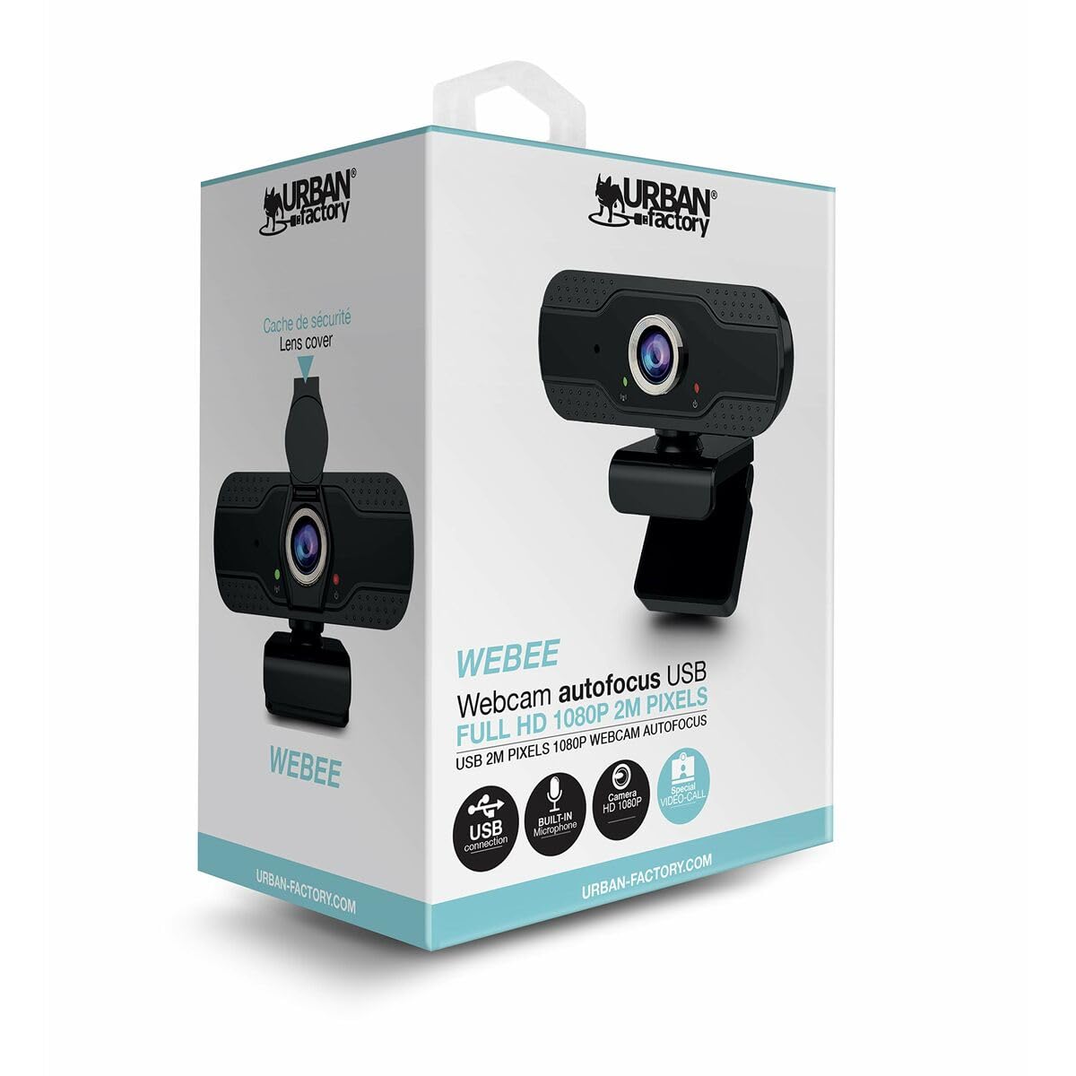 Urban Factory Webee - Webcam USB Full HD 1080p avec autofocus