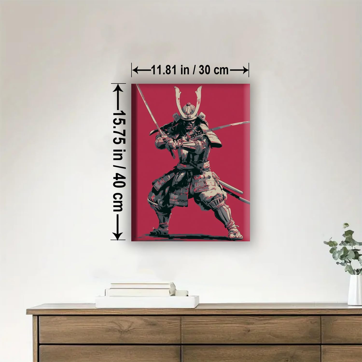 Aeontinity Samurai Warrior Japanese Framed Canvas DIY Paint by Numbers Kit Bar Cafe Cave Home Room Wall Bathroom Porch Patio Decor Gift, 16 x 12 Inch