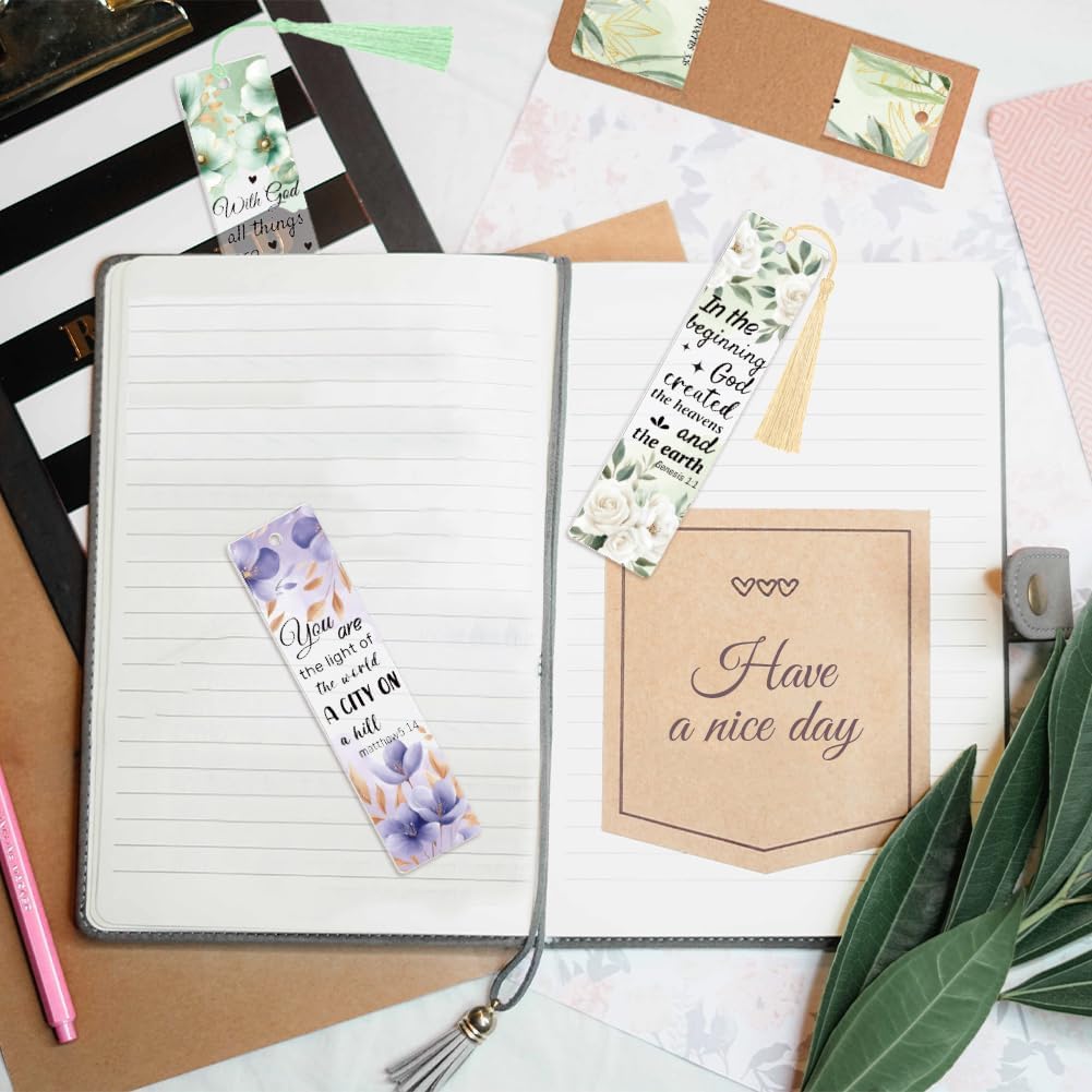 Peacoblue 121pcs Flowers and Bible UV DTF Acrylic Bookmark Making Kits Carft for Women Men Adult, DIY Cute Bookmarker Decal Stickers Warps Kit for Students Teachers Book Lovers Reading