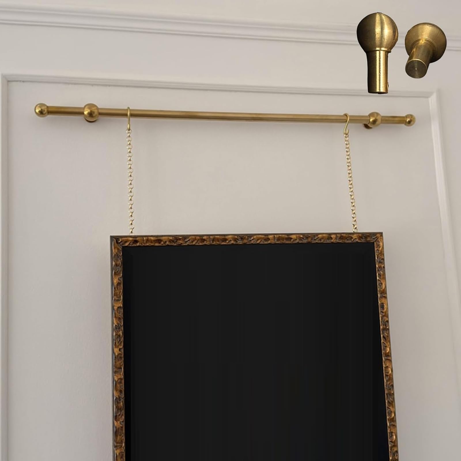 Kit de riel Decorativo para galería de Cuadros con Varillas y Cadenas de latón. (35.4in/0.9m/2.9ft)