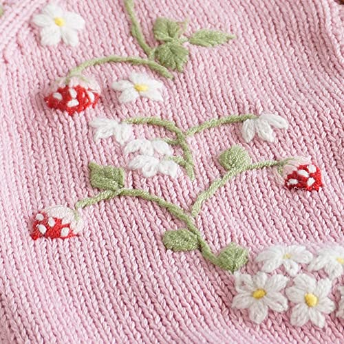 Baby Girls Knitted Cardigan Sweater Crewneck Knit Crochet Button Closure Cardigan Tops Coat Outwear for Toddler2