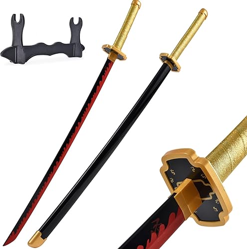 Espada Demon Slayer de 41 pulgadas, con espada de anime de soporte, espada Zenitsu, espada Tanjirou y espada Rengoku, varios estilos disponibles