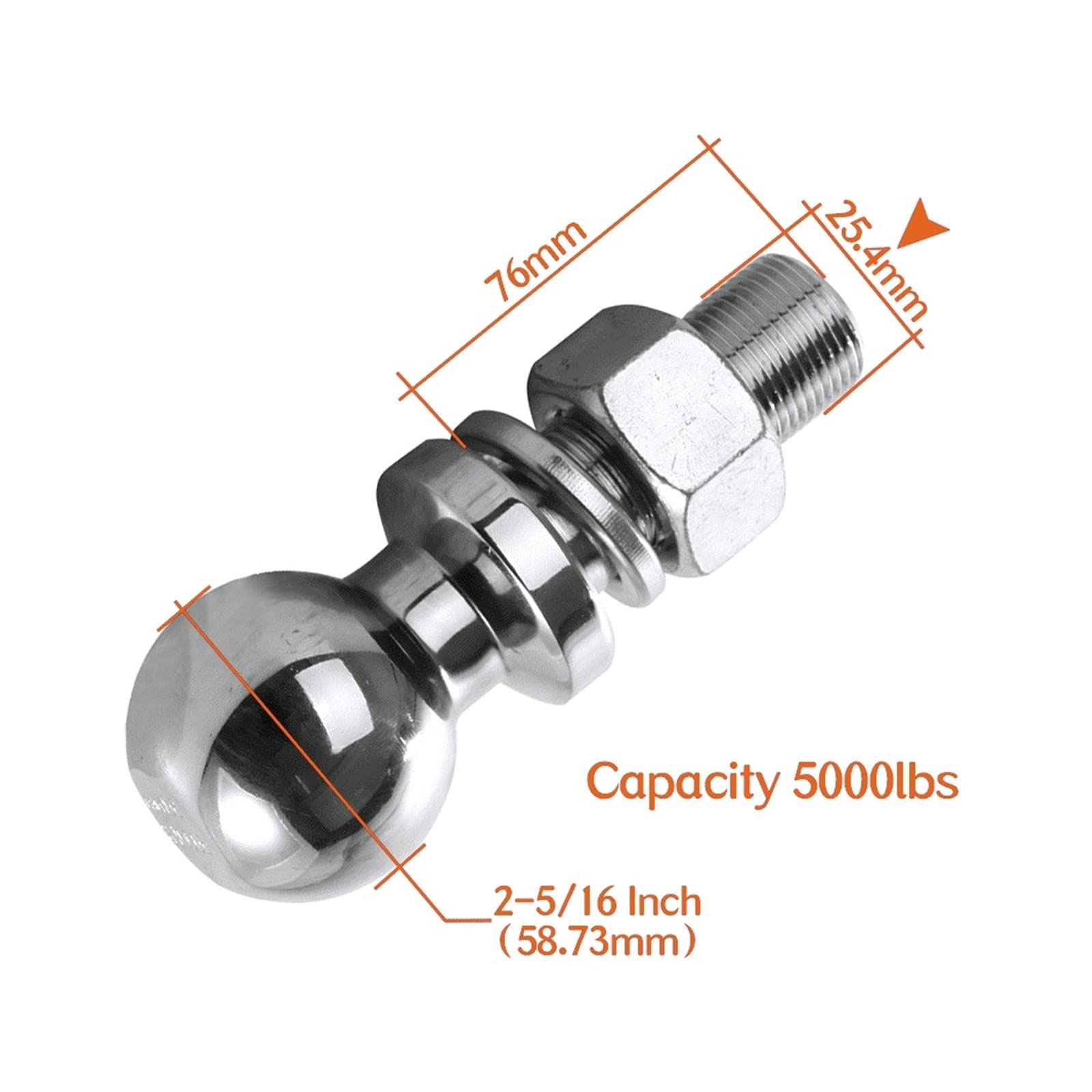Chrome zaczep do przyczepy kula holownicza 2-5/16 Cal M25 Shank Dia pojemność 5000 Lbs części łączące RV Camper Caravan akcesoria(M31(CAP 12000Lbs))