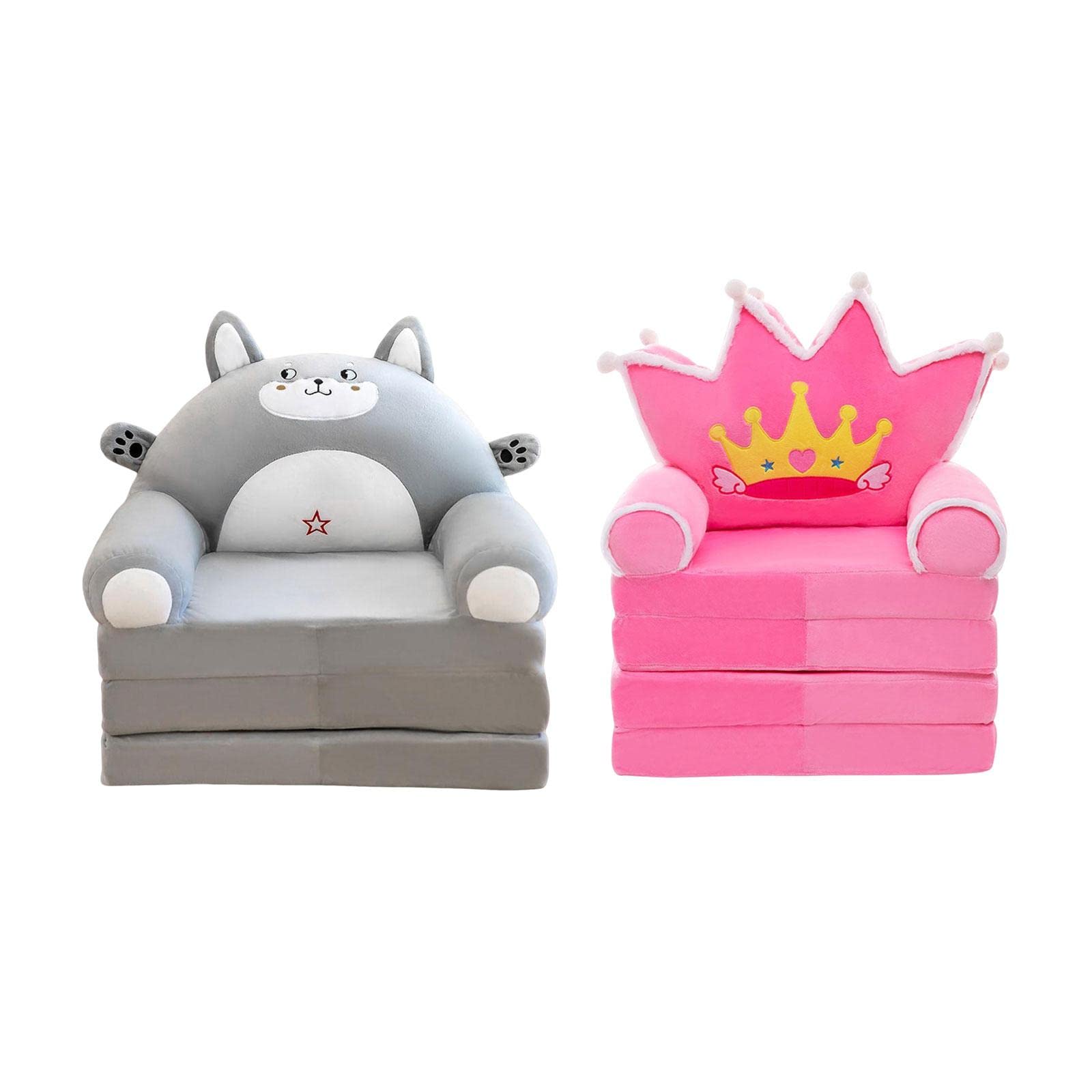 Kids Foldable Sofa Chair Three Floors Foldable Kids Sofa Armchair for Home Grey|3-Fold Kids Sofa Armchair ? Soft Velvet Folding Sofa for Children ? Cartoon Lazy Sofa Bed for Playroom, Bedroom-image-45