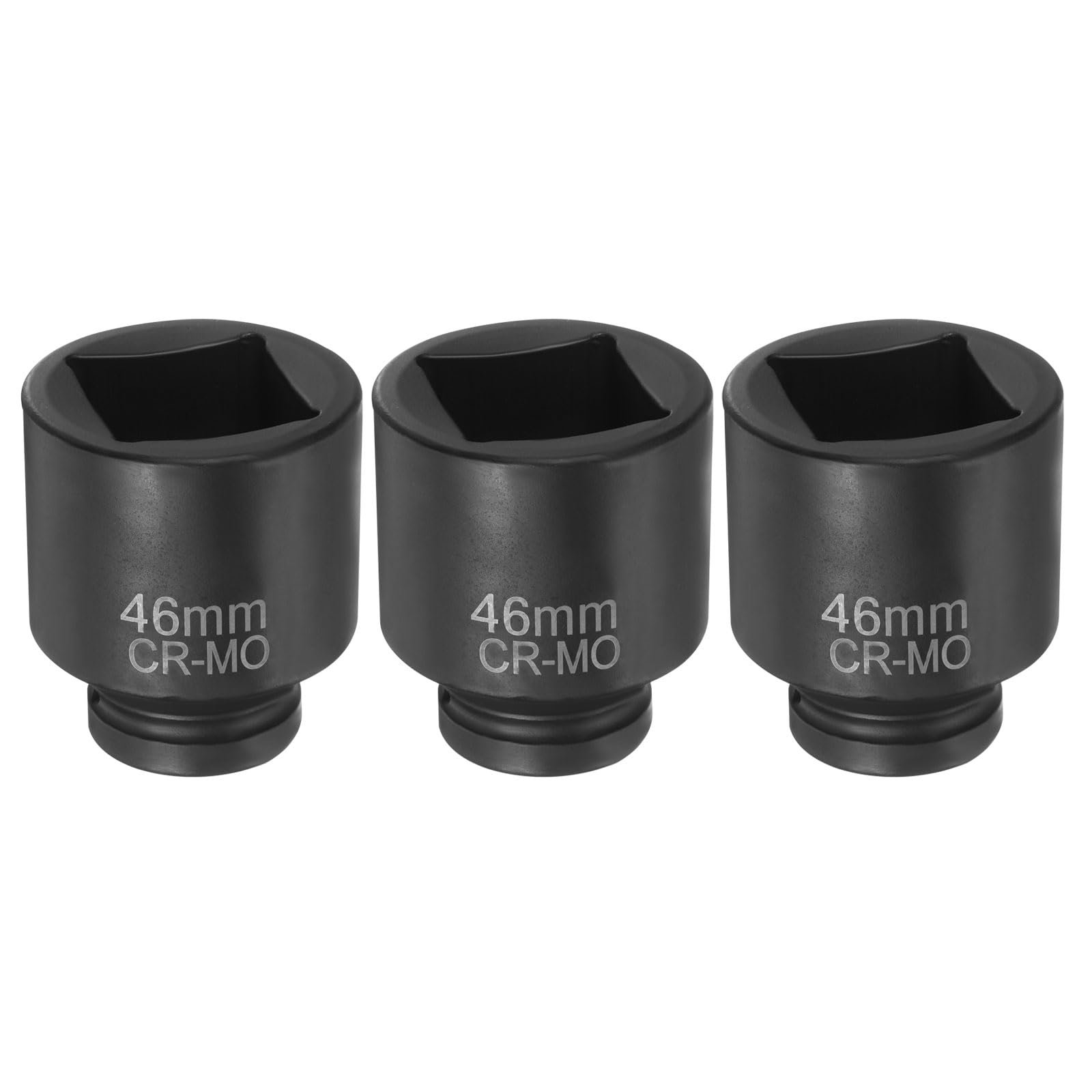 sourcing map 3 llaves de vaso cuadradas de 4 puntos de 1 pulgada, 46 mm, llave de impacto cuadrada métrica CR-MO, herramienta de manga neumática estándar para reparación de automóviles, mantenimiento