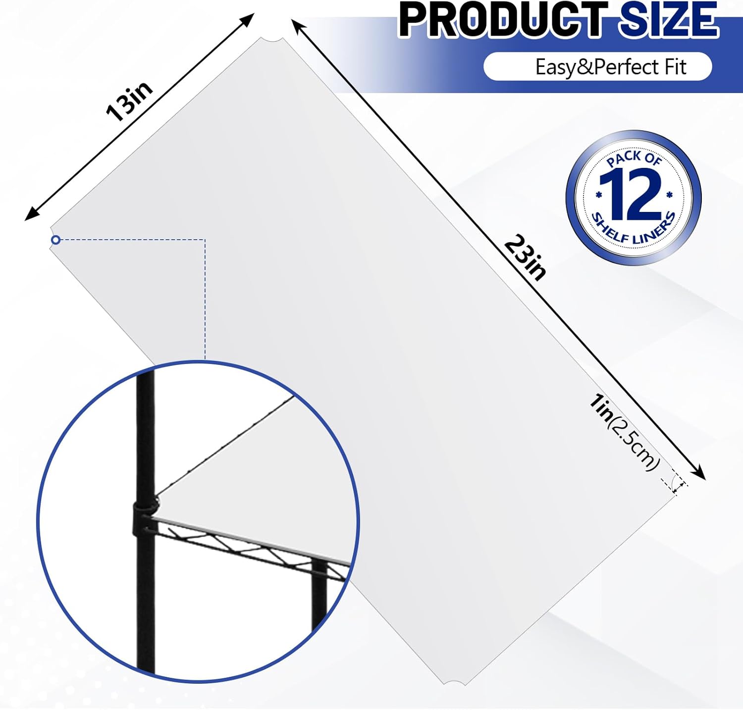 Sliner 12 Pack 14 x 24 Inch Wire Shelf Liner Clear Plastic Waterproof Liners for Organizing Metal Rack Shelves, Kitchen Cabinets, Cupboard, Pantry