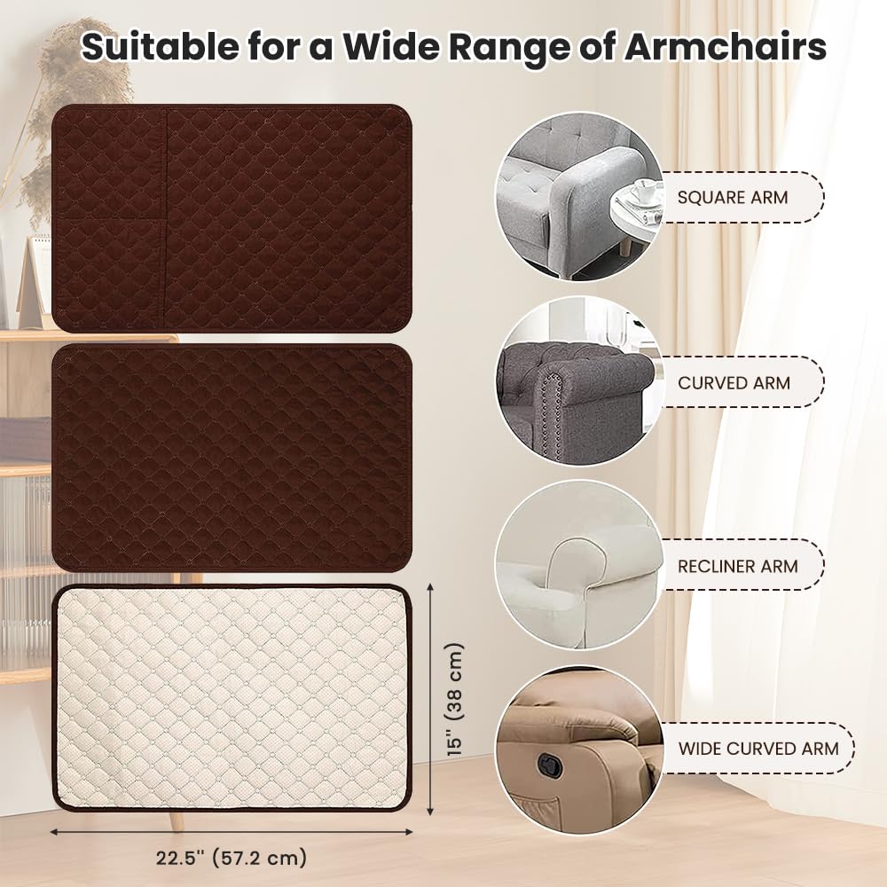 XRDSHY Bankovertrek voor armleuningen, stoelbeschermer, stoelkussen, tv-stoel, beschermhoes, antislip, relaxstoelovertrek voor thuis met kinderen en huisdieren hond, beige 1-1 zitting (53 x 190 cm