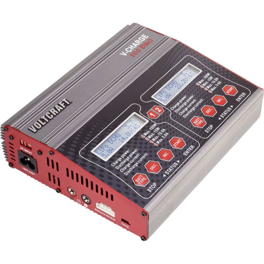 Voltcraft V-Charge 200 Duo Modellbau-Multifunktionsladegerät 12 V, 230 V 10 A Blei, NiMH, NiCd, LiPo, LiIon, LiHV, Blei, 1539603