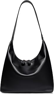 JYG Leather Hobo Bags for Women Small Soft Shoulder Purse Slouchy Tote Handbags with Double Zipper Design