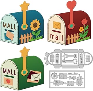 3D Mailbox Cutting Dies Postbox Card Making Die Stencil Carbon Steel Die Cuts Card Scrapbooking Embossing Template Dies for Christmas Greeting Cards Craft Album Invitation Decor