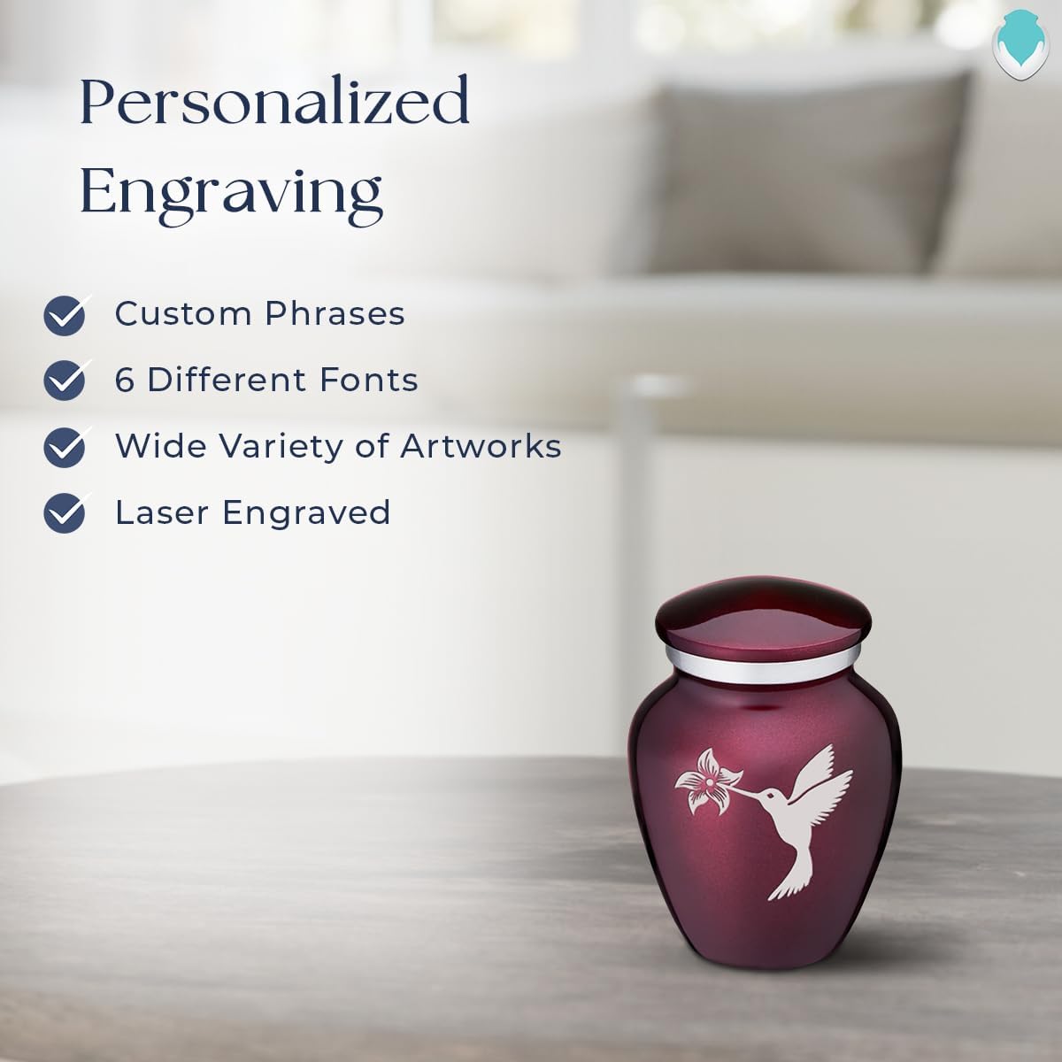 Geturns Embrace Keepsake Personalized Humming Bird Cremation Urns for Human Ashes I Cherry Purple Funeral Urn for Women and Men with Double Side Engraving I 3.5 lbs