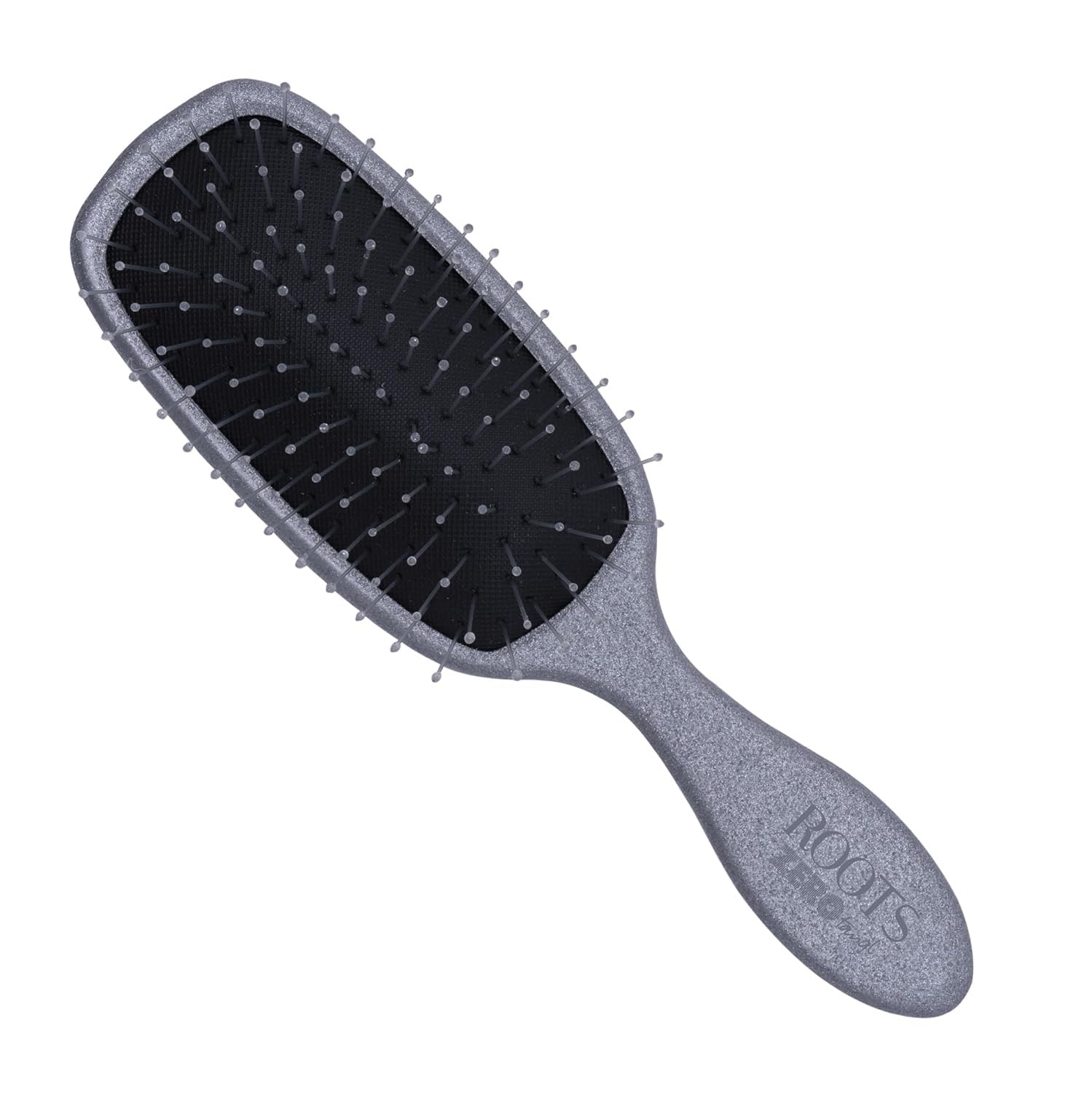 ROOTS Zero Tangle Grey Paddle Hair Brush | Flexi Cushion Base | Soft yet Firm Bristles | Damage-Free Detangling on Sensitive/Wet/Dry Hair | For Men & Women | Length - 8.8 Inch, Model No - RZTR-SG