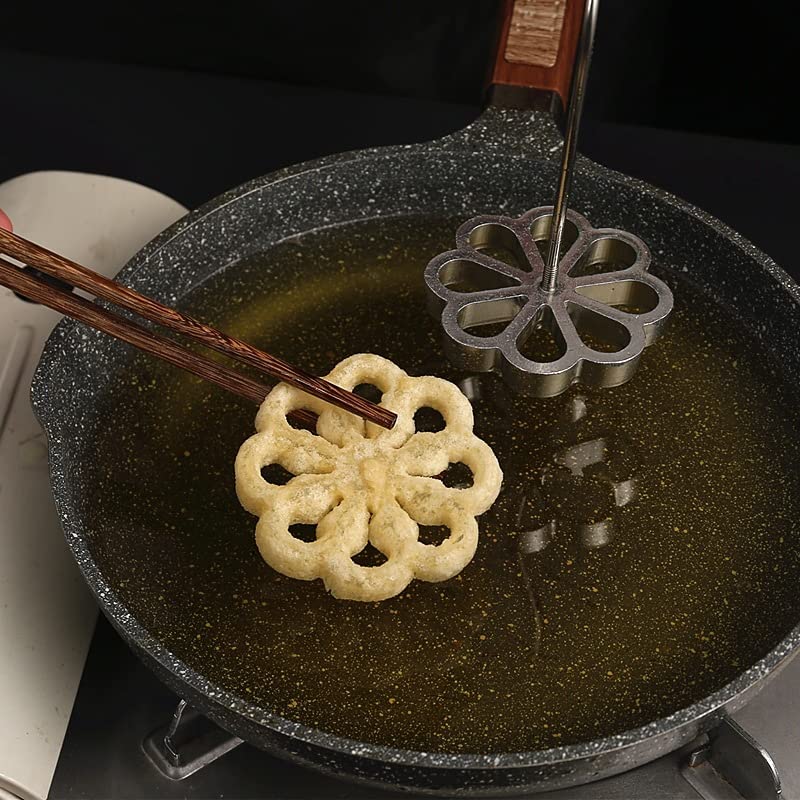 Produktbild von Rosenküchleform Mit Holzgriff – Aluminium, Blumendesign, Für Rosetten, Bunuelos, Kekse, 1 Set