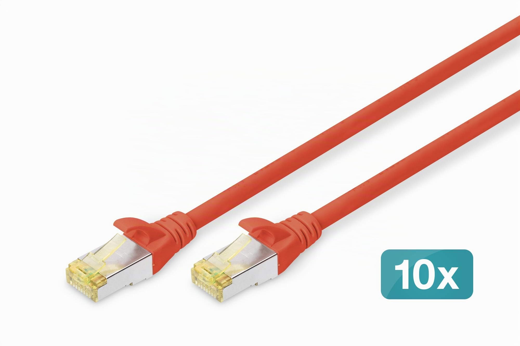 Digitus LAN Kabel Cat 6A – 1 m – 10 Stück – S/FTP Geschirmt – Rot – Bild 6