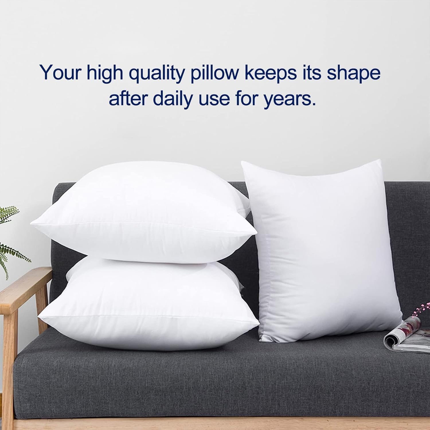 HITO 14x22 Pillow Inserts (Set of 2) - Down Alternative 100% Cotton Cover Decorative Square Throw Pillows White for Couch Bed Sofa