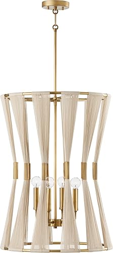 Capital Lighting 541141NP Bianca Modern Luxe - Lámpara de vestíbulo de cuerda natural blanqueada envuelta a mano, 4 luces, 240 vatios totales, 28