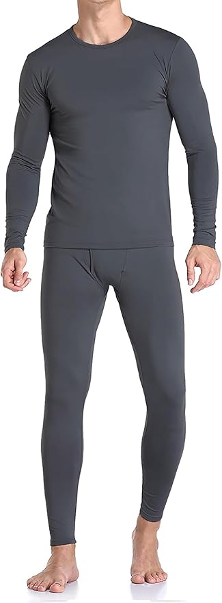 Therma Pro Mens Fleece Lined Thermal Top & Bottom Underwear Set, Long Johns Base Layer Ultra-Soft