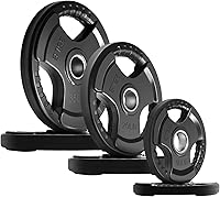 Vista 20 de RitFit Weight Plates for Barbell, 2-Inch Olympic Rubber Grip Plates for Weightlifting and Strength Training in Home & Gym, Single, Pair and Sets