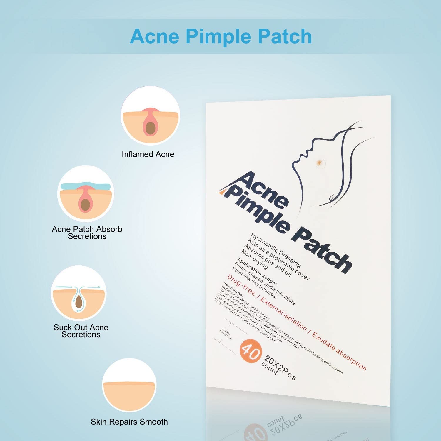 AVEDIA Acne Patch - Face Pimple Patches (40 Pcs, 12 Mm)