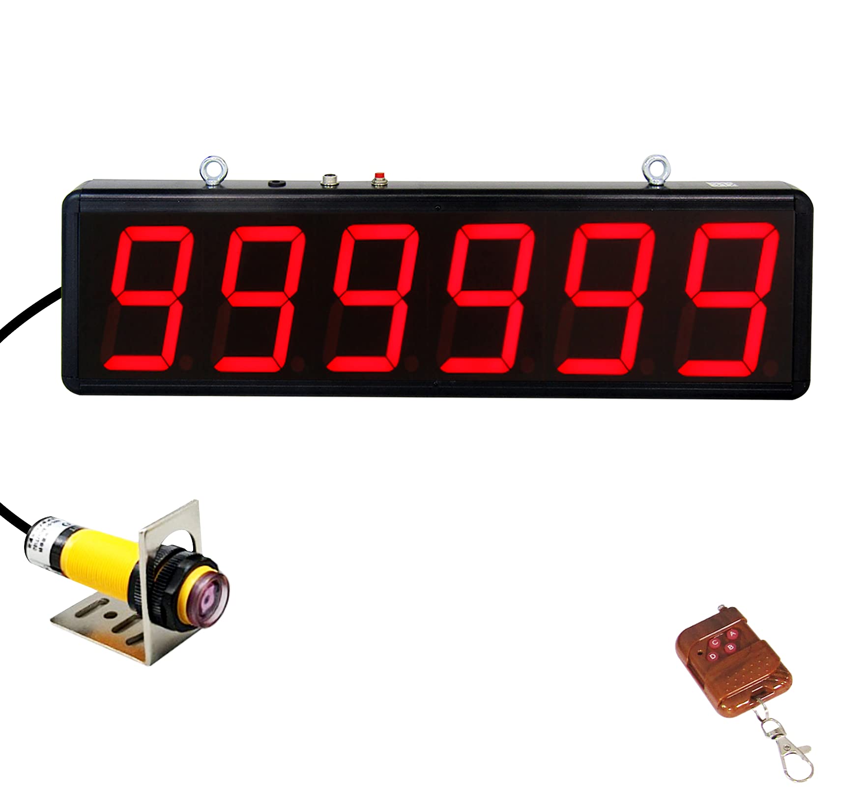 Digital LED Counter 4in Red Number Counter Display People Visitor Counter Count Up to 999999 with Infrared Sensor 110-240V