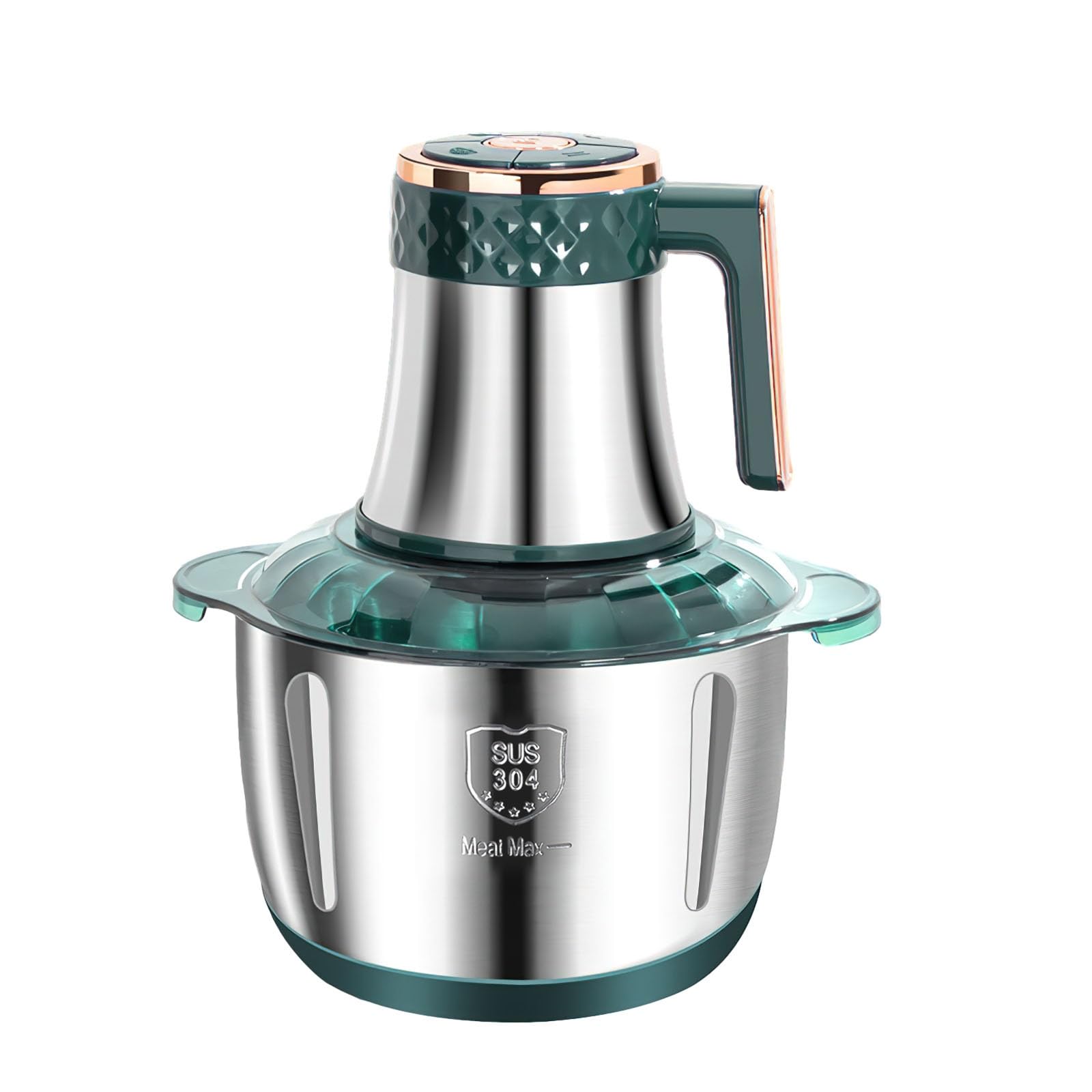 Picadora eléctrica de 500 W, mini picadora de carne eléctrica, con 5 cuchillas extraíbles, picadora de carne versátil para carne, verduras, frutas, cebolla, ajo, alimento para bebé (verde)