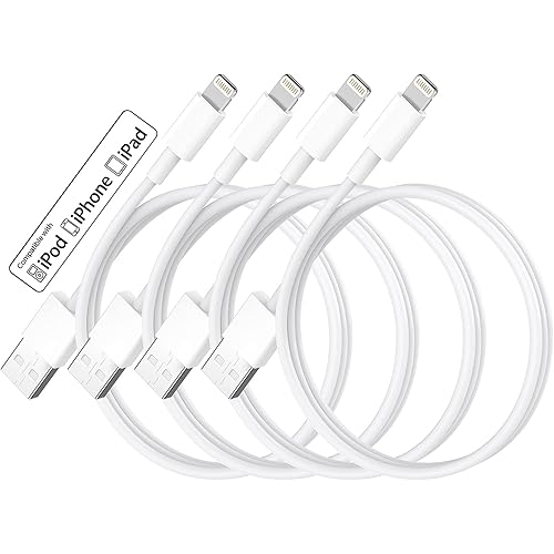 iPhone Charger 3ft 4 Pack, [MFi Certified] Lightning to USB Cable 3Foot, Fast iPhone Charging Cables Cord for Apple iPhone 14 Pro Max/14/13 Pro/12 Pro/11/XR/Xs/X/8/7/6, for iPad Pro/Air/Mini-White