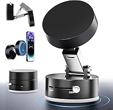 ONLYU Magnetic Car Mobile Holder for Dashboard Vacuum Suction Phone Holder Mount Hand Free Magnetic Cell Phone Stand with Strong Grip Shockproof Suction Cup Mount for Car Gym Office Table - Black